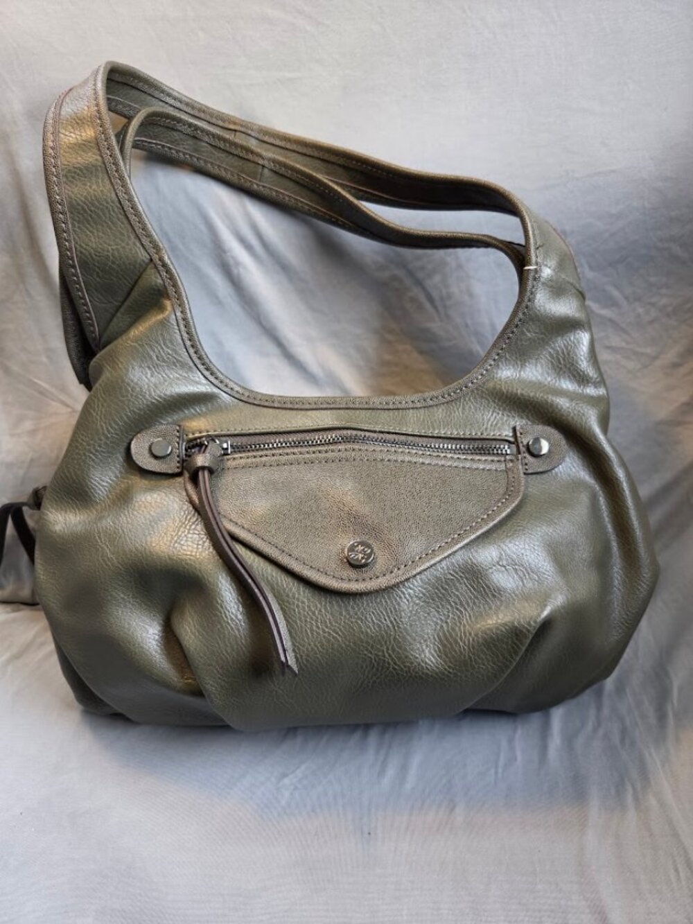 Simply Vera Wang Shoulder Handbag Olive Green Zippered Purse Multiple Sections